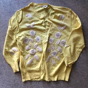 Yellow embroidered cardigan by Nanette Lepore